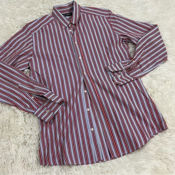 Dolce & Gabbana GOLD Red/Blue Striped Button Down Shirt EUC - Picture 8 of 8